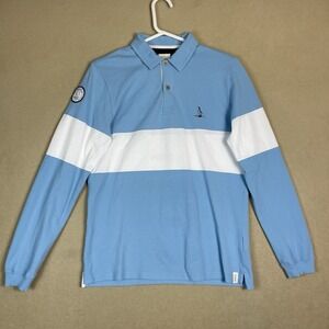 727 Sailbags x Ponant Polo Shirt Mens Small Blue White Sailing Beach Adult